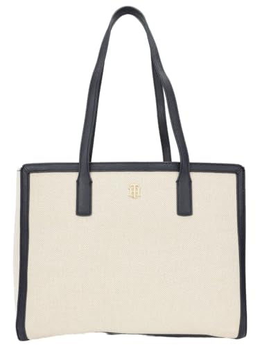 Tommy Hilfiger Self-Design Blue Polyester Tote Bag
