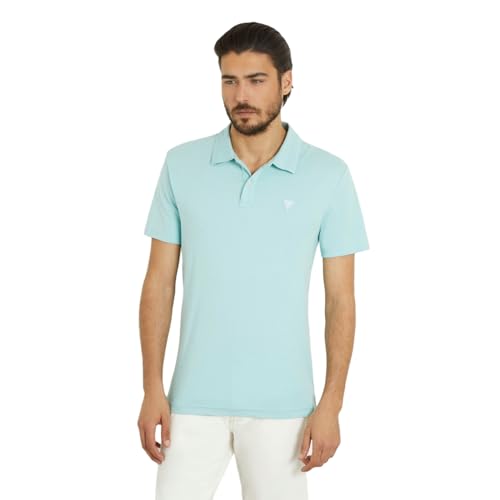 GUESS Laguna Blue Solid Polo Neck Short Sleeves Nolan Polo T-Shirt