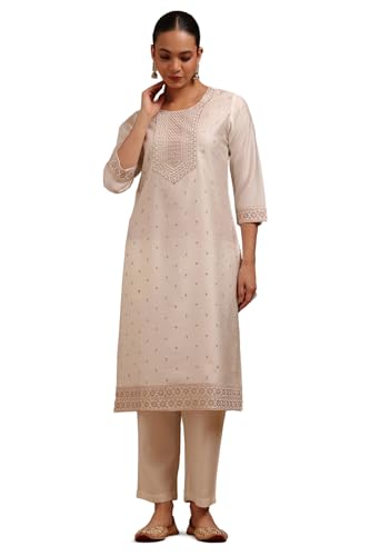 Soch Womens Off White Gadwal Embroidered Kurta Set With Thread Work