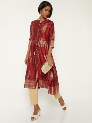 Max Women Floral Print Kalidar Kurta(Red_XL)