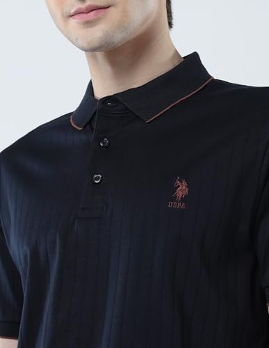 U.S. POLO ASSN. Men's Textured Cotton 135 Anniversary Polo Shirt Blue