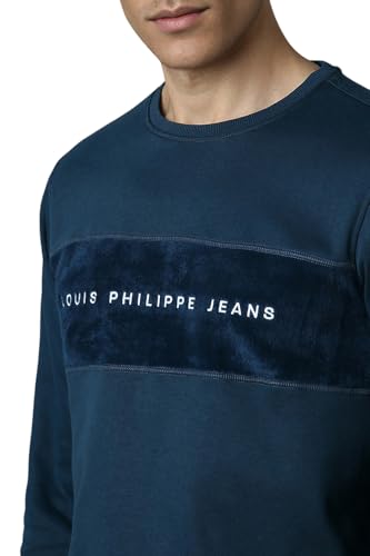 Louis Philippe Men Casual Navy Solid Sweatshirt