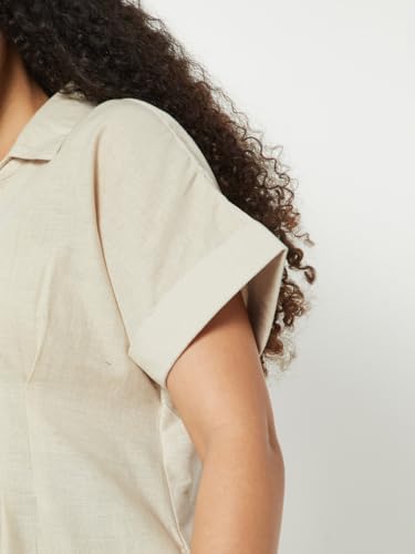 Max Women Printed A-line Shirt Dress(White_XS)
