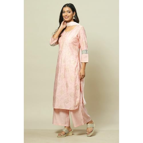 Rangriti Women's Cotton Blend Kurta Set (RSKASRTD18004SS23LPNK_Light Pink