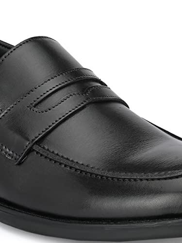 HITZ Men's Black Leather Slip On Formal Shoes - UK 10