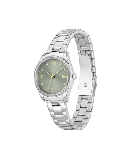 Lacoste Parisienne Qtz Basic Green Round Dial Women's Watch|Stainless Steel Material|Silver Color Band - 2001421