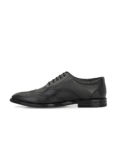 Eego Italy Plus Size Genuine Leather Brogue Lace Up Shoes_GT-17-BLACK-12