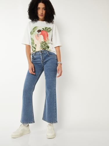 Max Women Washed Flared Jeans (Blue_36)