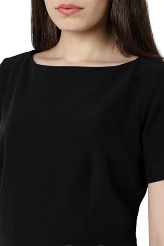 Van Heusen Women's Polyester Blend Modern Above The Knee Dress (VWDRFRGFU32455_Black
