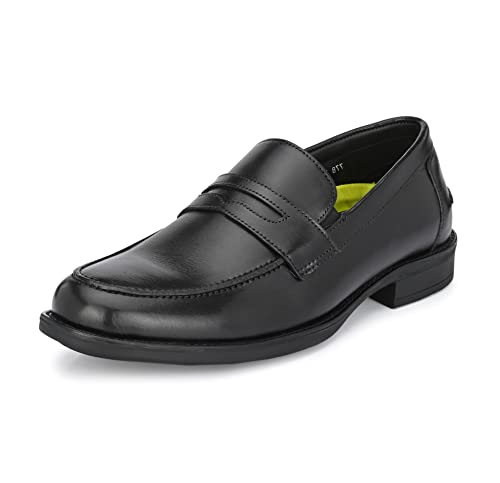 HITZ Men's Black Leather Slip On Formal Shoes - UK 10