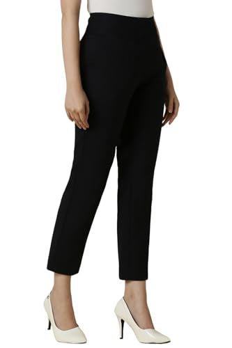 Allen Solly Women Black Regular Fit Solid Formal Trousers