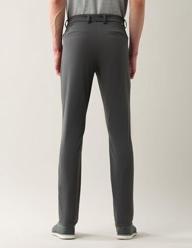 Arrow Sports Men's Slim Fit Solid Anti-Crush Dura Flex Trousers Dark Grey