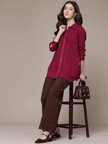 Ritu Kumar Magenta Solid Full Sleeve Shirt