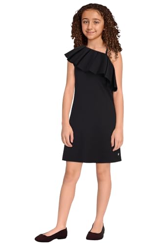 Allen Solly Girl's Cotton Modern Knee-Length Dress (AGDRORGFS78087_Black
