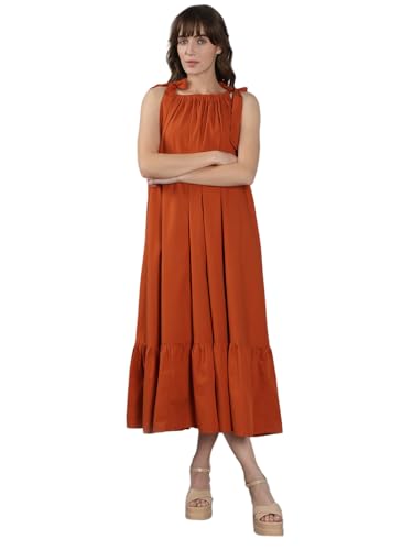 VERO MODA Women's A-Line Brown Dress