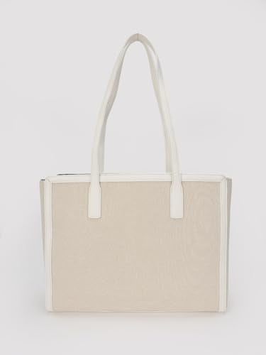 Tommy Hilfiger Solid White Polyester Tote Bag