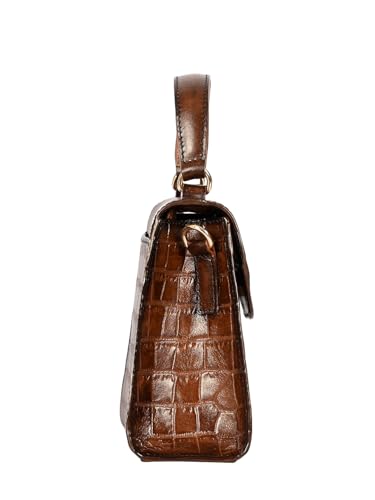 eske Noah Animal Print Genuine Leather Women Satchel (Tan Print)