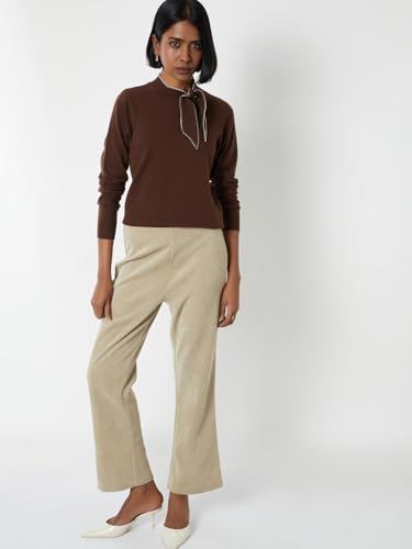 Max Women Solid Top with Tie Up Detail (Brown_XXL)