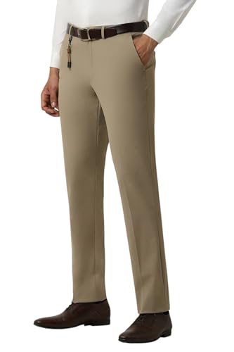 Men Beige Solid Trousers