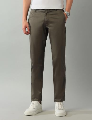 Arrow Men's Printed Slim Fit Acrylic Casual Trouser Olive