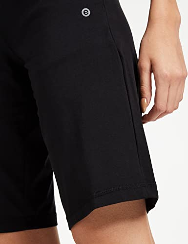 Enamor E044 Mid-Rise Stretch Cotton City Shorts for Women with Zipper Pockets(E044_JET BLACK_M)