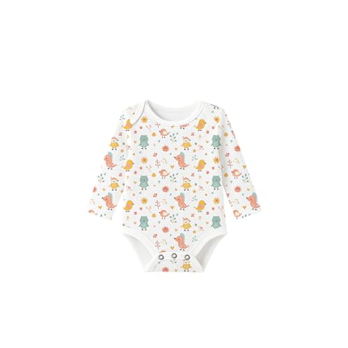 MOM'S HOME Soft Organic cotton Unisex New Born Baby Onesie/BodySuit- Full Sleeve: Pack of 3-6-12 Months