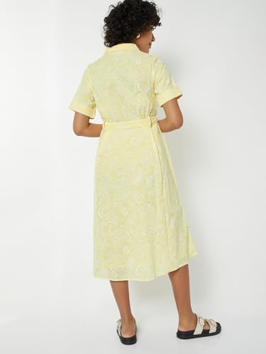 Max Women Printed Shirt Dress (Yellow_XS)