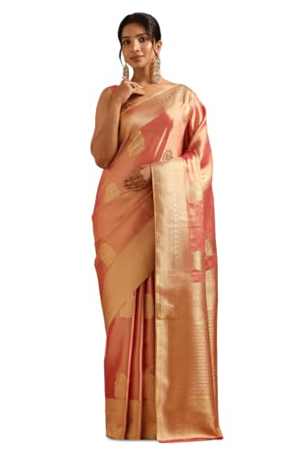 Soch Womens Fuchsia Tissue Zari Woven Saree