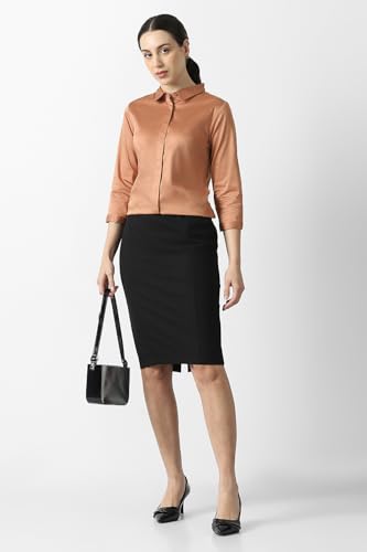 Van Heusen Women Peach Solid 3/4th Sleeves Formal Shirt