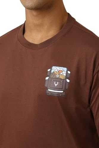 Allen Solly Men Brown Graphic Printed Crew Neck T-Shirt