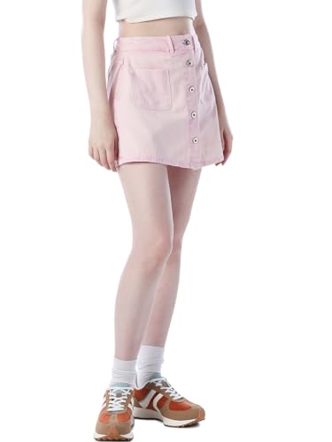 ONLY Women's Solid Flared Pink Skorts