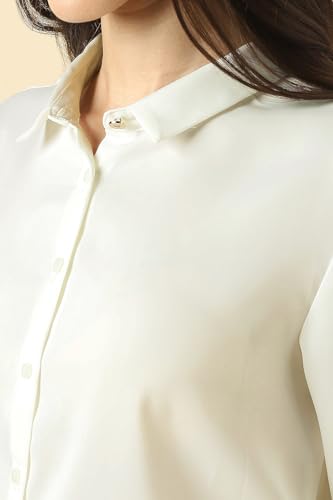 Women White Solid Long Sleeves Shirt