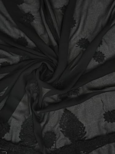 Ada Hand Embroidered Lucknowi Chikankari Unstitched Georgette Dress Material Suit Piece with Dupatta for Women 01A834692 Black