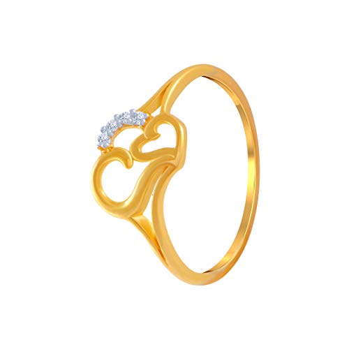 P.C. Chandra Jewellers Women's Metal Yellow-Gold 14k (585) Yellow Gold and American Diamond Ring - 1.012 Gram
