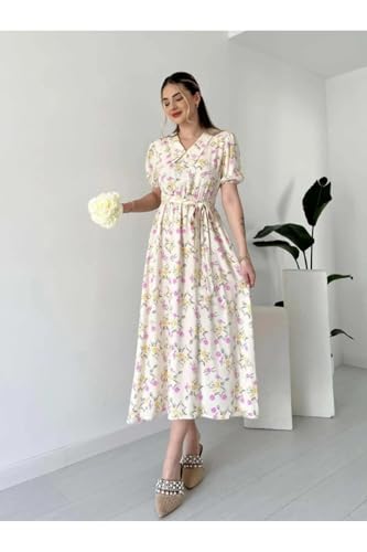 Pimu Rayon Fit and Flare Below The Knee One Piece Dresses for Women | Dress (in, Alpha, 2XL, Regular, Toddler Girls, White)