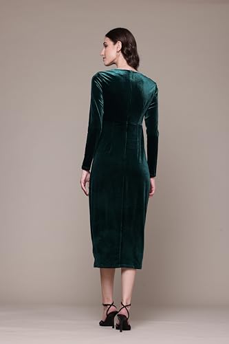 Label RITU KUMAR Green Avery Velvet Wrap Dress