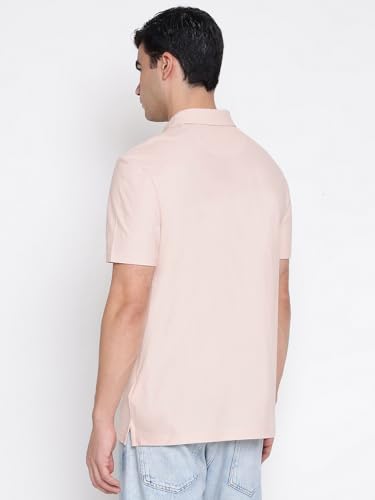 GUESS Small Script Dolly Pink Solid Polo Collar Regular Fit T-Shirt