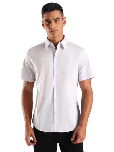Calvin Klein Jeans Men's Solid Slim Fit Shirt (4LB147G065_Lilac Hint