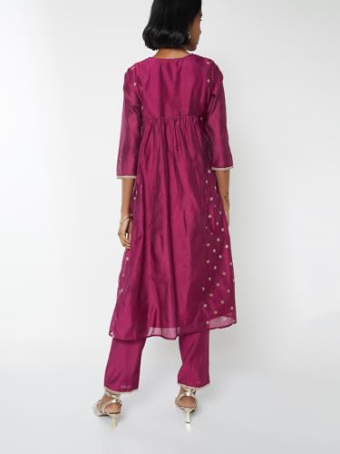 Max Women's Polyester Blend Kurta Set (CONU57001A_Pink