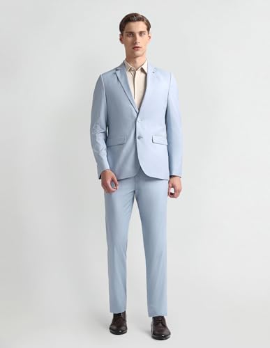 Arrow Men's Polyester Single Breasted Business Suit Pants Set (ARAHSU5528_Light Blue