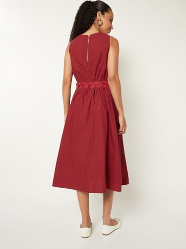 Max Women Solid A-line Dress (Red_XL)