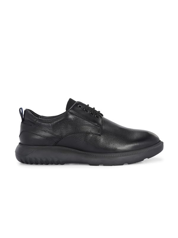 HITZ Men's Black Leather Casual Stylish Lace Up Shoes
