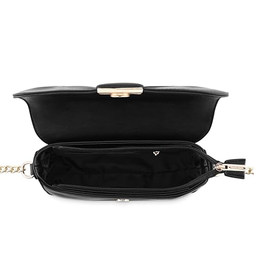 Fastrack Solid PU Zipper Closure Women's Party Sling Bag (Black, SMALL)