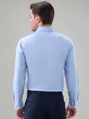 Raymond Blue Structure Pattern Men Long Sleeve Casual Shirt