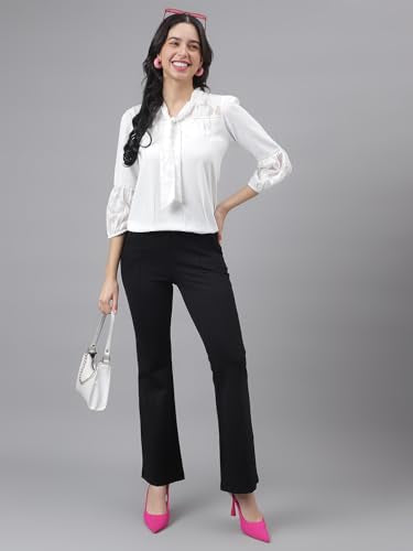 Latin Quarters Women Black Casual Solid High Rise Trouser_L