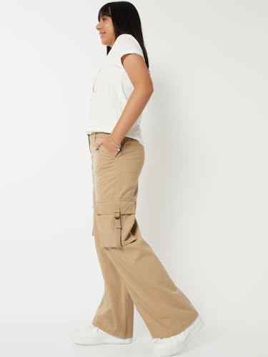 Max Girls Relaxed Fit Cargo Trousers (Brown_14-16 Y)