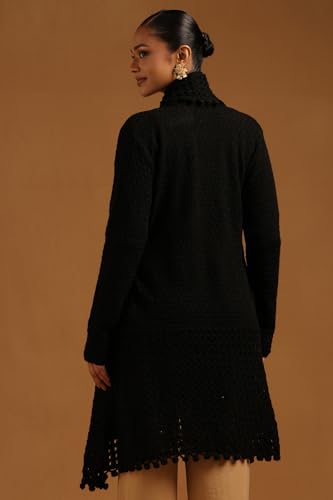 Soch Womens Black Acrylic Crochet Winter Shrug