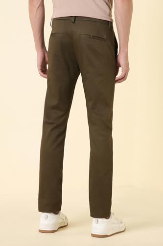Men Brown Solid Casual Trousers