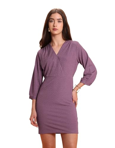 U.S. Polo ASSN. Women Textured Mini Sheath Dress (UWAW25DRS211_Plum_L)