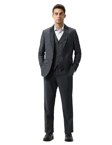 Arrow Men's Polyester Business Suit Pants Set (ARAJSU5515_Dark Grey
